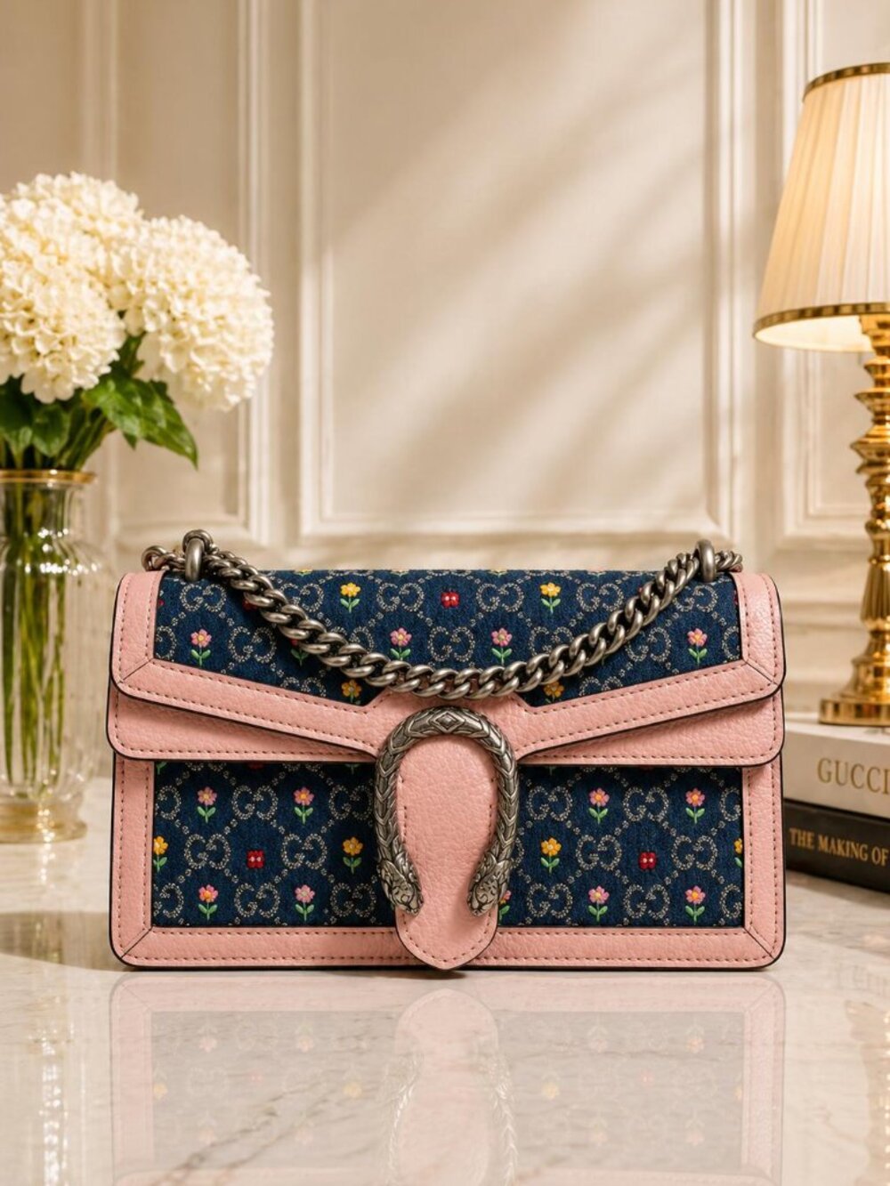 Authentic Gucci Dionysus Blooms GG Supreme Leather Shoulder Bag New